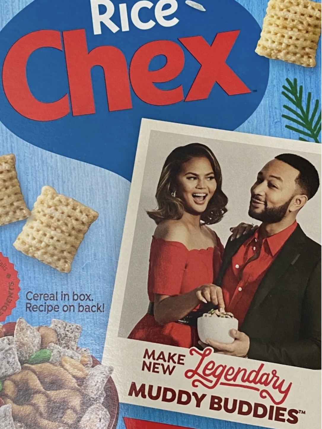 chrissy teigen john legend rice box - Rice Ri Chex alls Cereal in box. Recipe on back! Make New Legendary Muddy Buddies