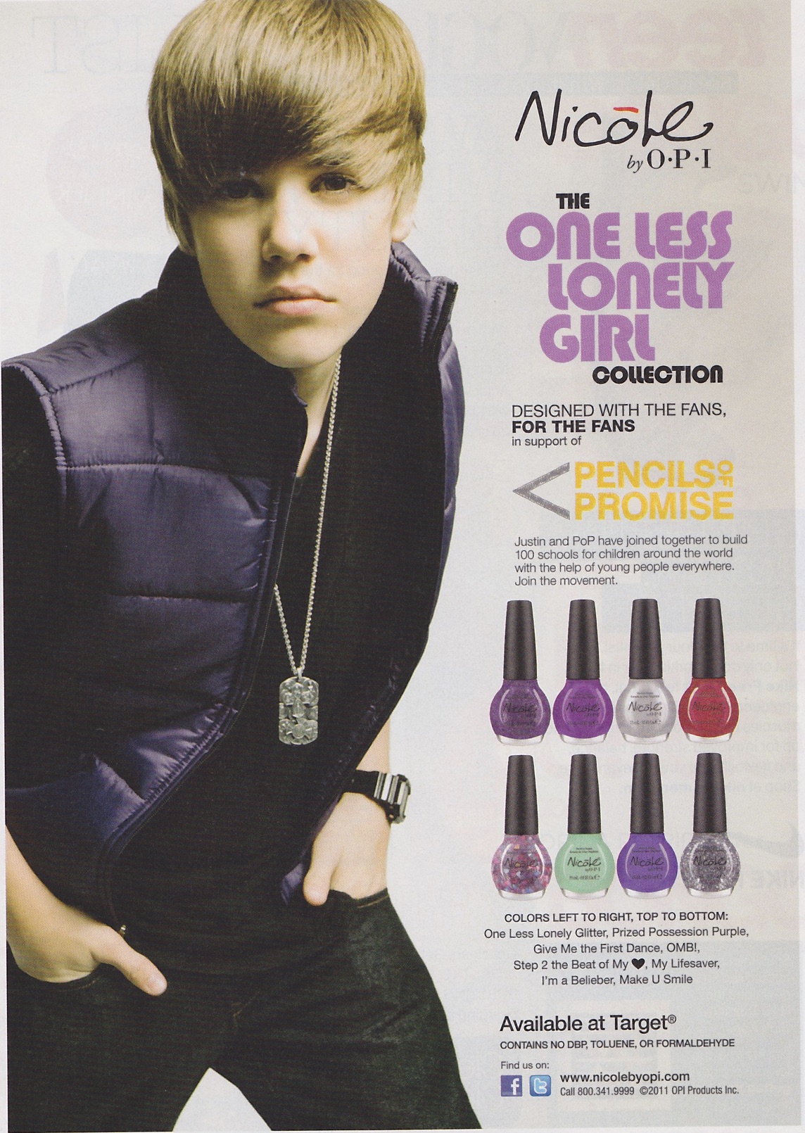 justin bieber my world 2.0 - Nicole The by OPI One Less Lonely Girl Collection Designed With The Fans For The Fans Pencils Promise 100 so die and he wont Colors Left To Frohop To Bottom Available at Target Comstolen On Folde