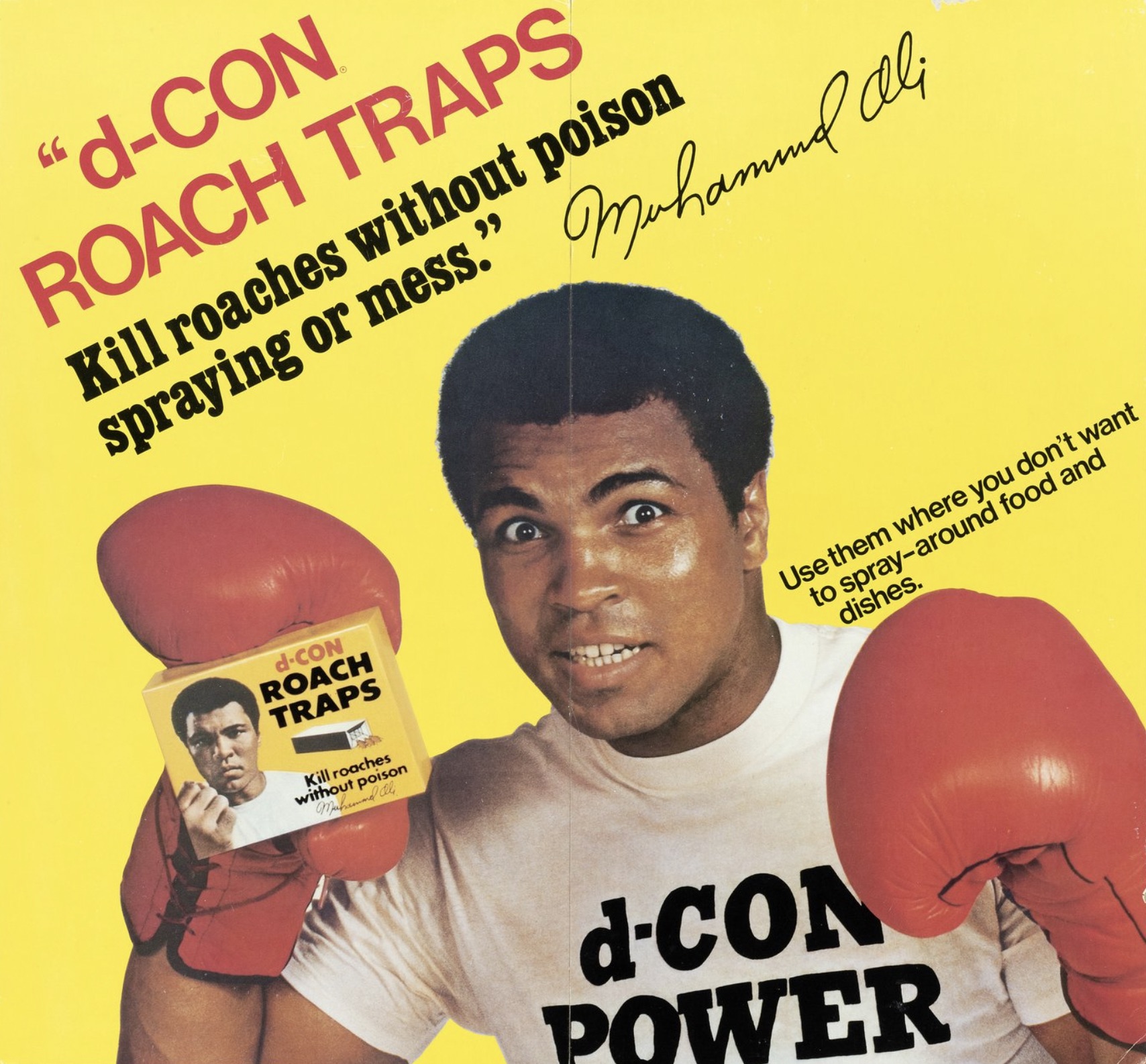 amateur boxing - "dCon Roach Traps Kill roaches without poison spraying or mess." Mohamed Ali dCon Roach Traps Killrooches without poison Use them where you don't want to sprayaround food and dishes. dCon Power