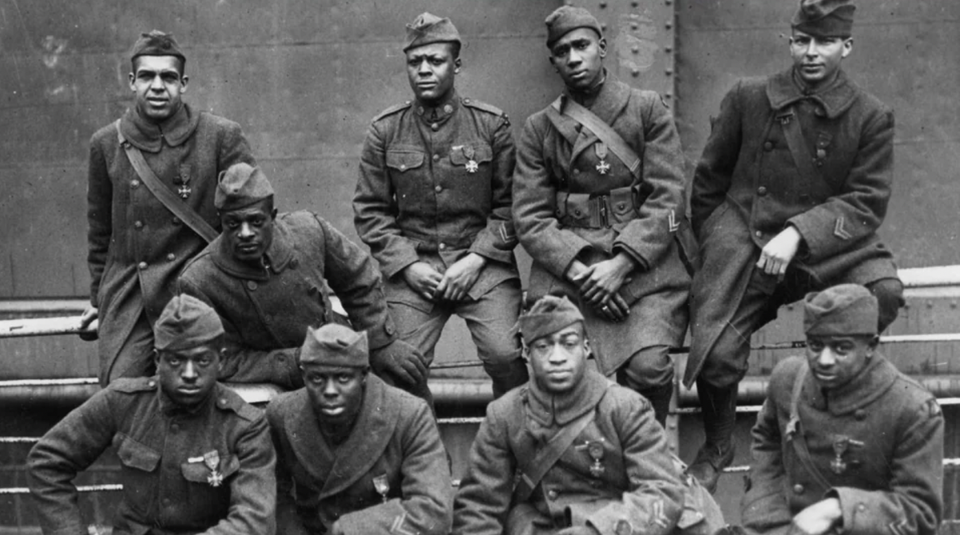 Nine soldiers of the Harlem Hellfighters, Feb 12, 1919.