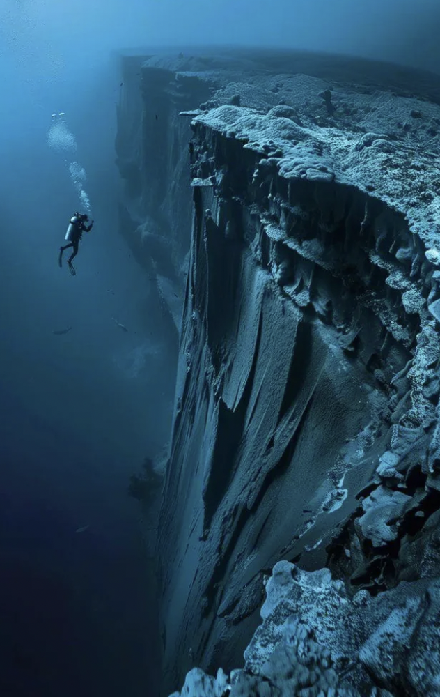 underwater cliff scuba diving