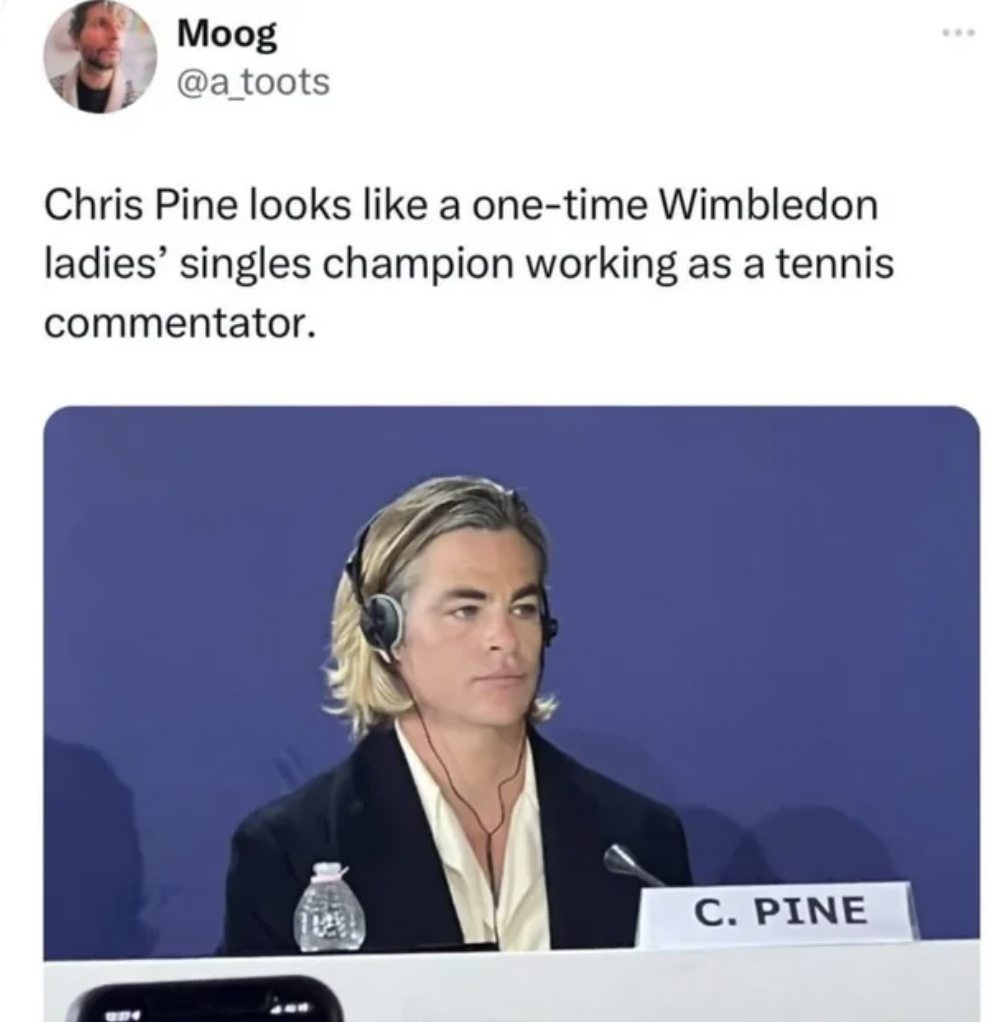 ben affleck grammys memes - Moog Chris Pine looks a onetime Wimbledon ladies' singles champion working as a tennis commentator. C. Pine