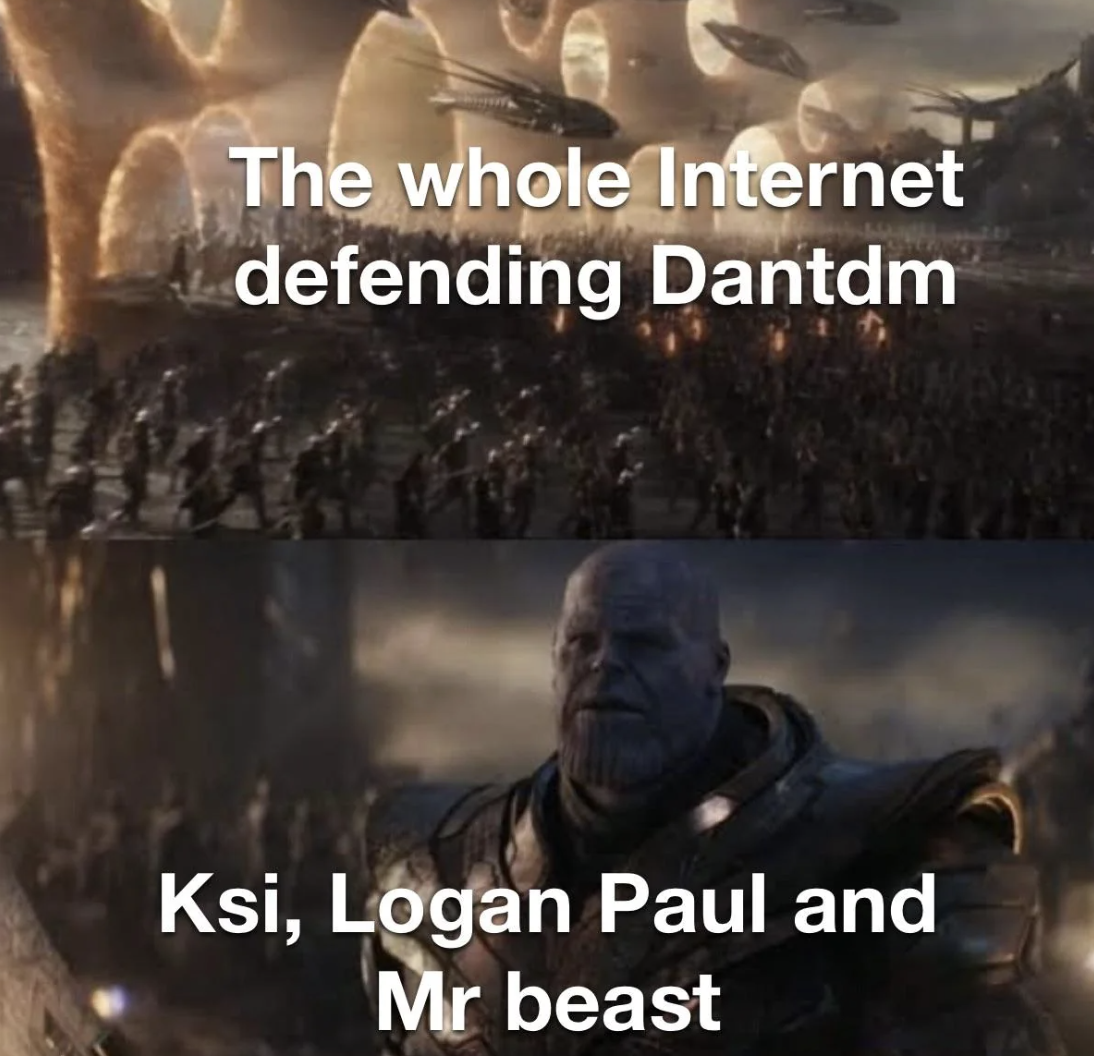 photo caption - The whole Internet defending Dantdm Ksi, Logan Paul and Mr beast