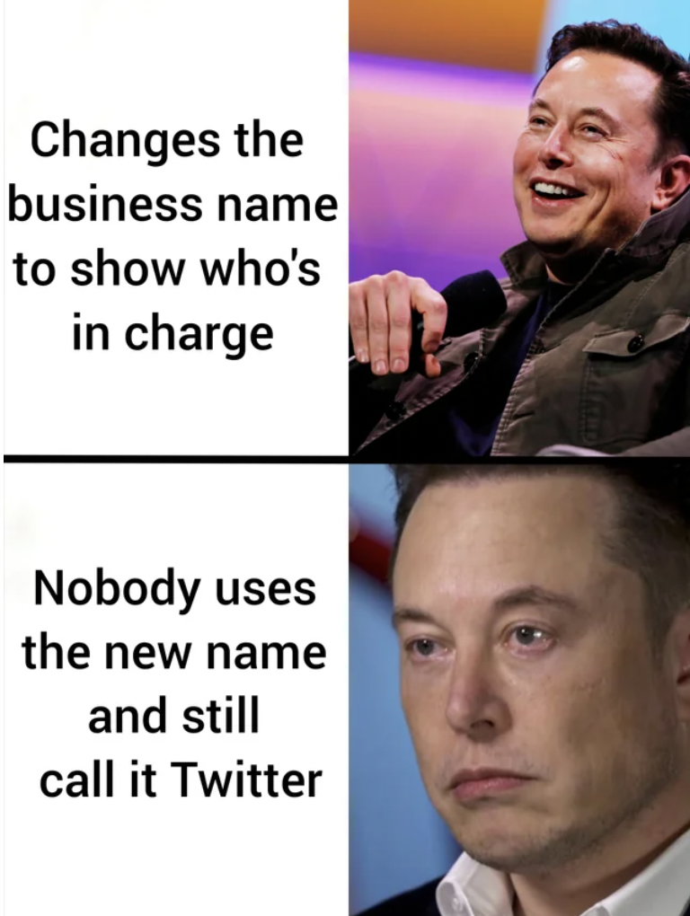 elon musk tweet about landing on mars - Changes the business name to show who's in charge Nobody uses the new name and still call it Twitter