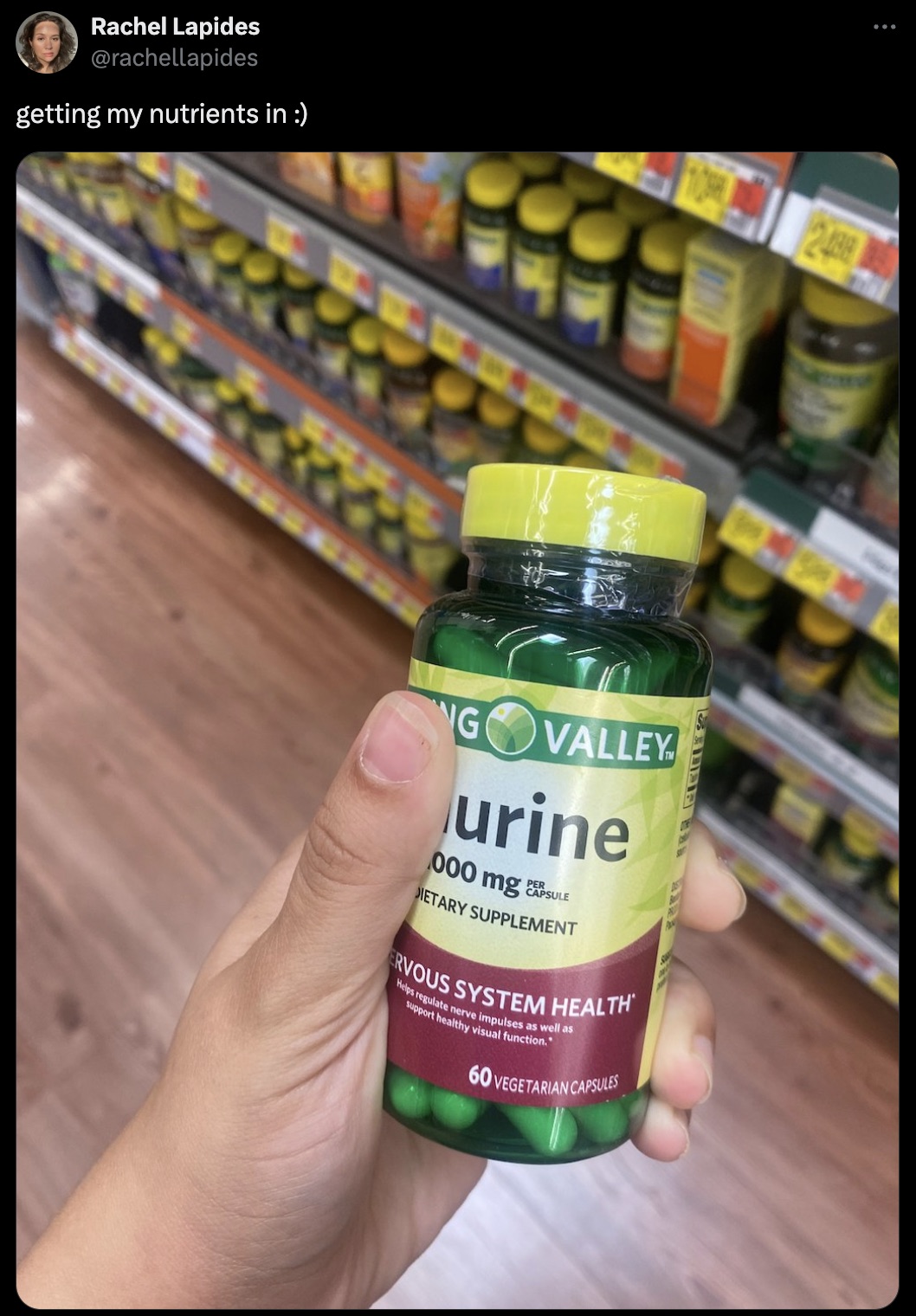 superfood - Rachel Lapides getting my nutrients in Ng Valley urine 000 mg Psule Dietary Supplement Ervous System Health Helps regulate nerve impulses as well as support healthy visual function. 60 Vegetarian Capsules 2488