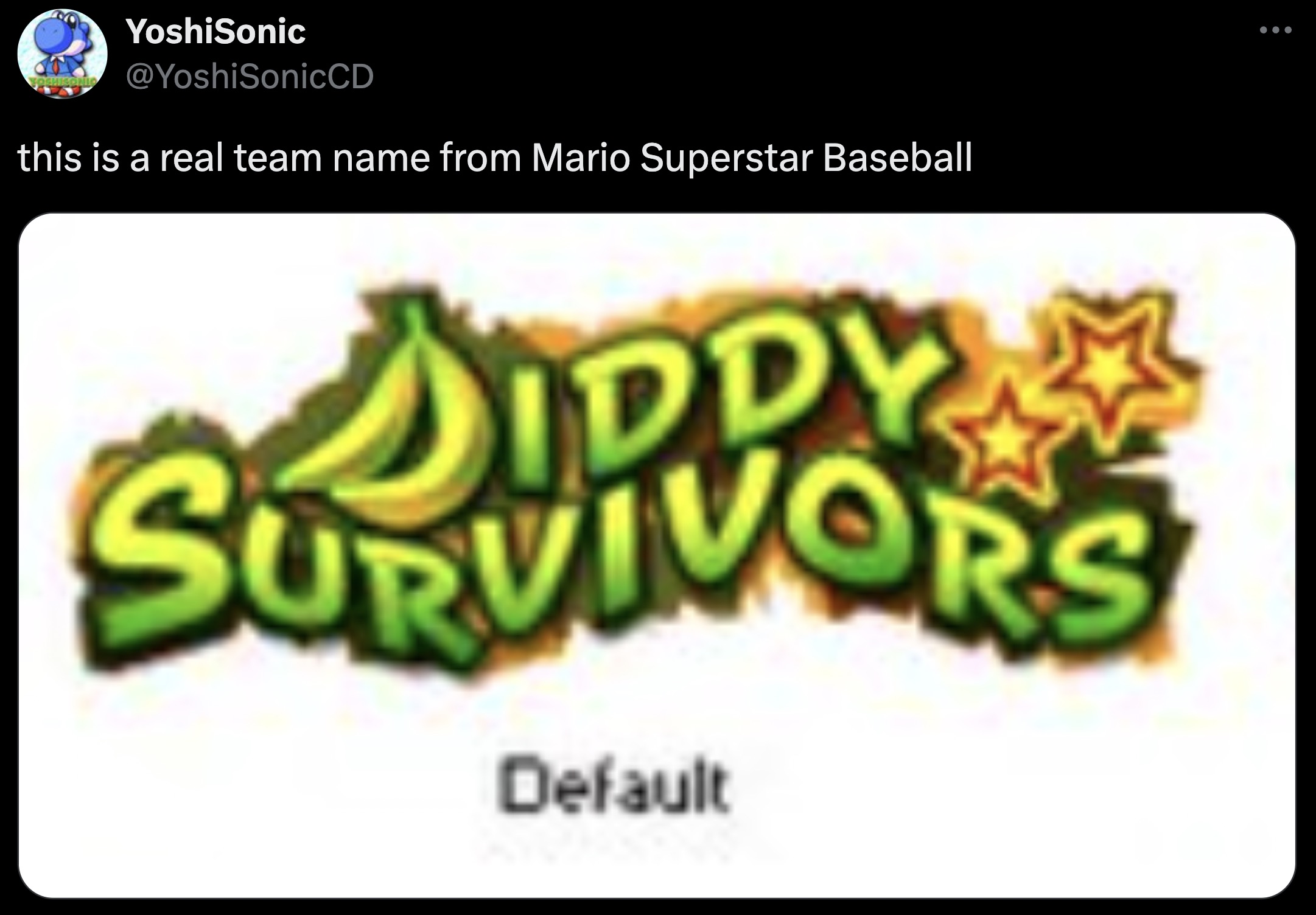 graphic design - Foshisonic YoshiSonic this is a real team name from Mario Superstar Baseball Diddy Urvivors Default