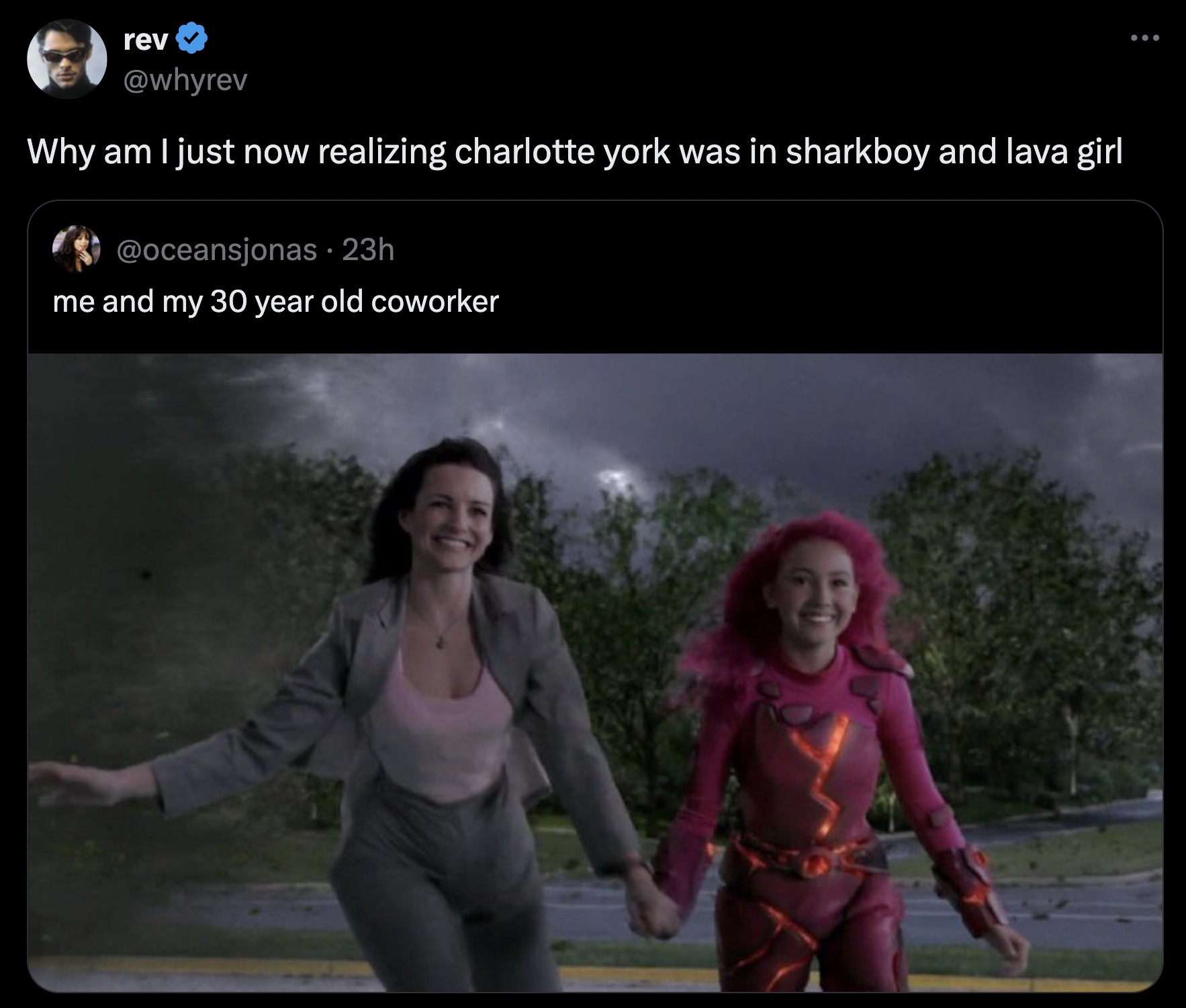 screenshot - rev Why am I just now realizing charlotte york was in sharkboy and lava girl 23h me and my 30 year old coworker