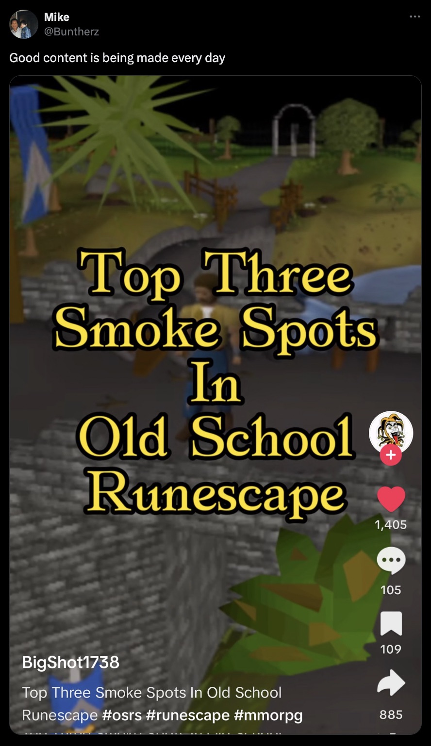 screenshot - Mike Good content is being made every day Top Three Smoke Spots In Old School Runescape BigShot1738 Top Three Smoke Spots In Old School Runescape 1,405 105 109 885