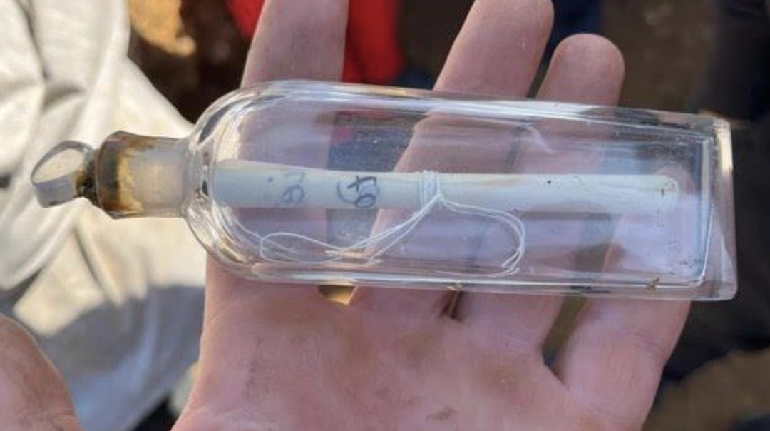 200-year-old message in a bottle left by archaeologist discovered in France.