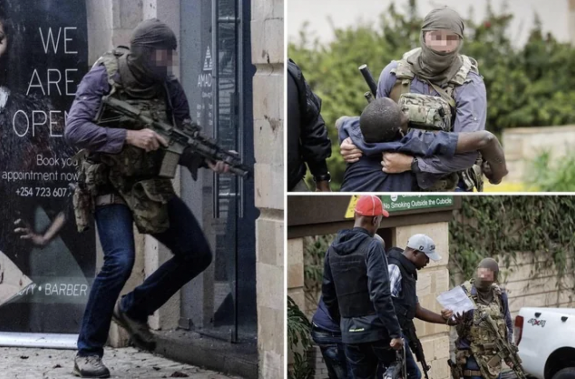 In 2019, during a coordinated attack on civilians in the Westlands District of Nairobi, Kenya, this unidentified British SAS operator, who happened to be in Kenya to conduct training, rushed in to help, escorting groups of hostages, carrying wounded civilians, and killing two of the five attackers.