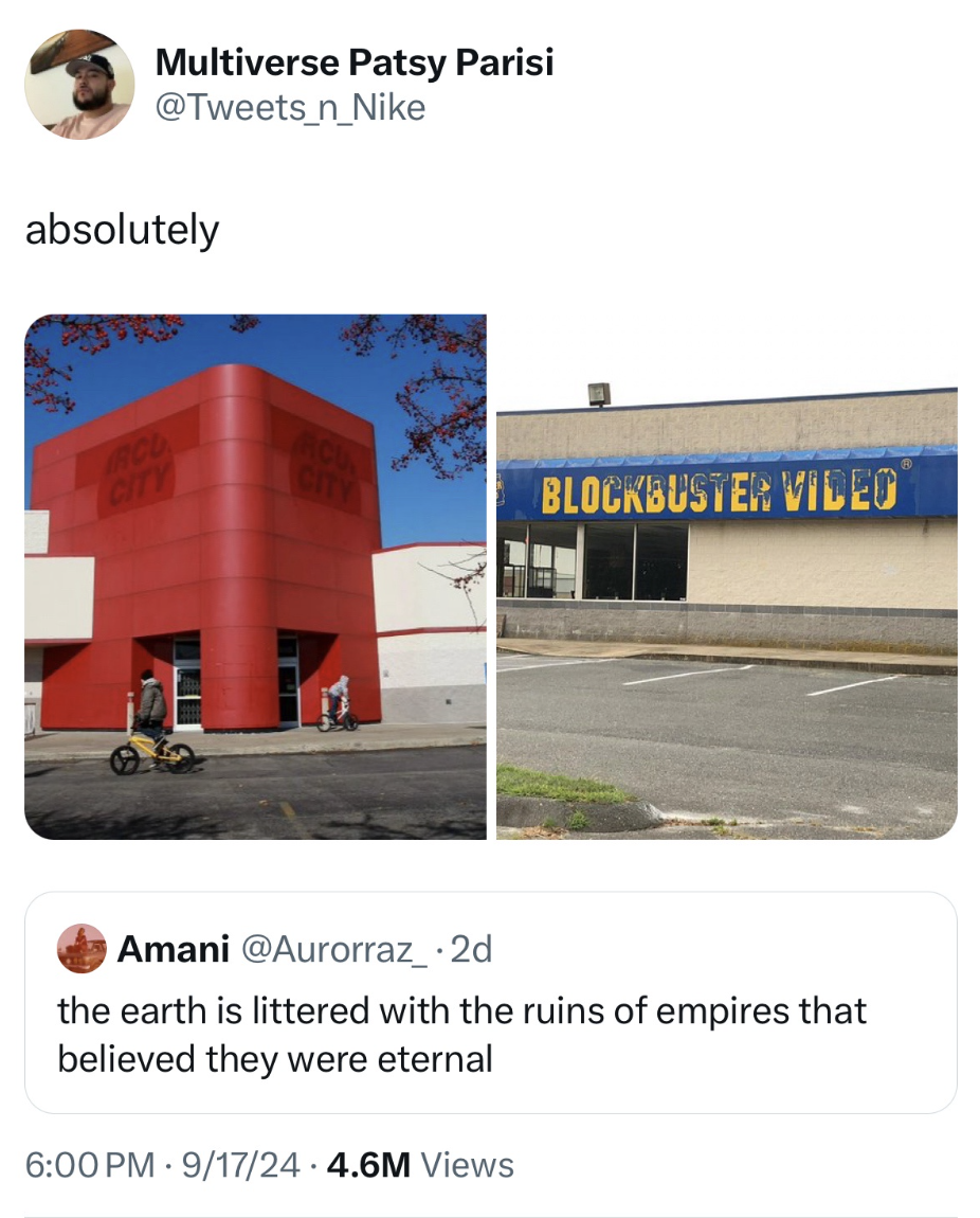 barn - Multiverse Patsy Parisi absolutely City Blockbuster Video Amani the earth is littered with the ruins of empires that believed they were eternal 91724 4.6M Views