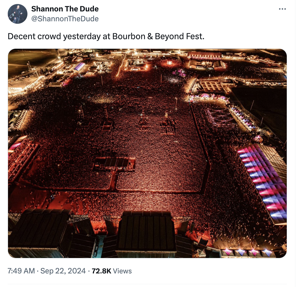 aerial photography - Shannon The Dude Decent crowd yesterday at Bourbon & Beyond Fest. Views