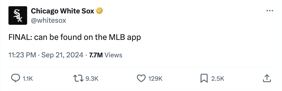 screenshot - Chicago White Sox Final can be found on the Mlb app 7.7M Views