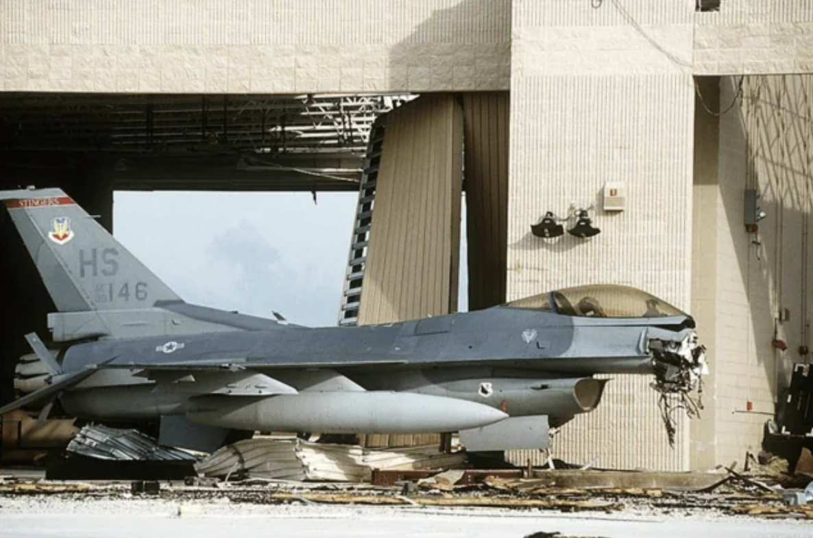 f16s damaged in hurricane - Hs 146