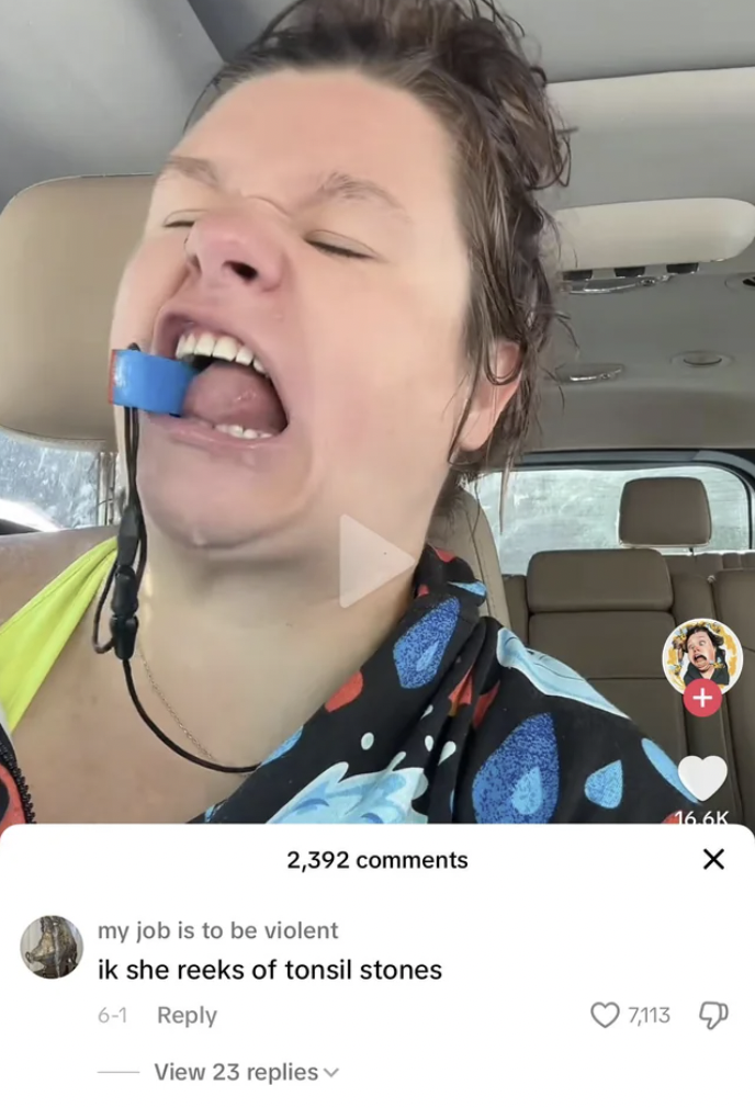 “On a tiktok creator’s video who posts intentionally cringe content.”