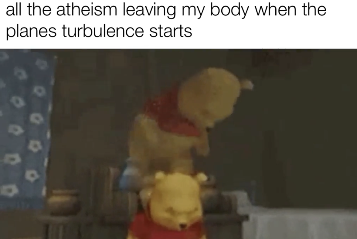 toddler - all the atheism leaving my body when the planes turbulence starts 0