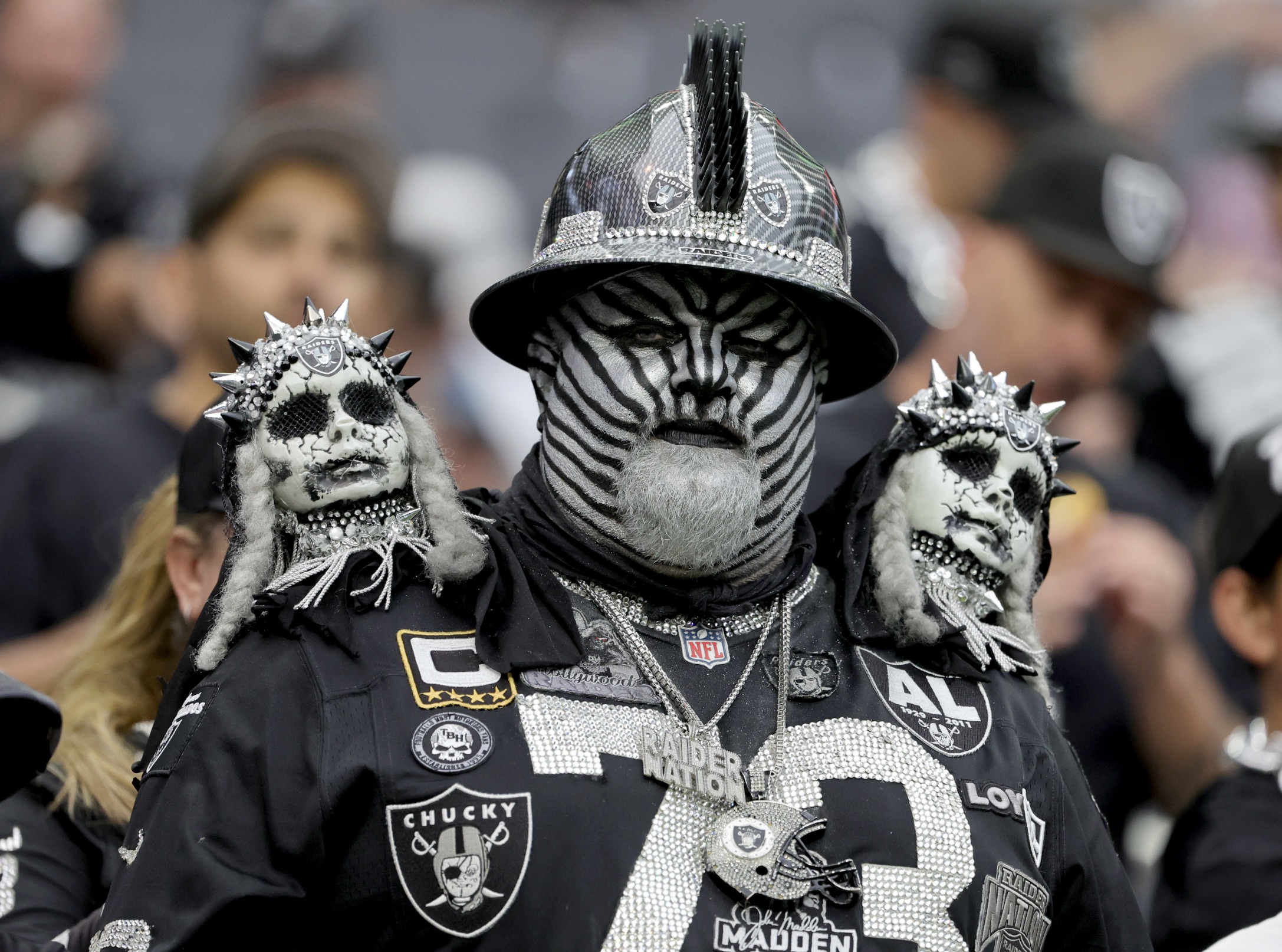 raiders fans costumes - Chucky Aider Madden Loy Baine