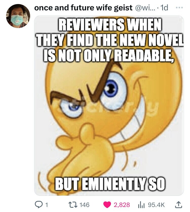 rubbing hands emoji meme - once and future wife geist .... 1d Reviewers When They Find The New Novel Is Not Only Readable, But Eminently So 1 146 2,828