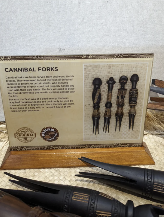 hunting knife - Cannibal Forks Cam forks are handcarved from westwood Cit bige. They were used to feed the enemies to priests or cert chich, we as food with their bare hands. The fork the food directly in the Be the wish Original