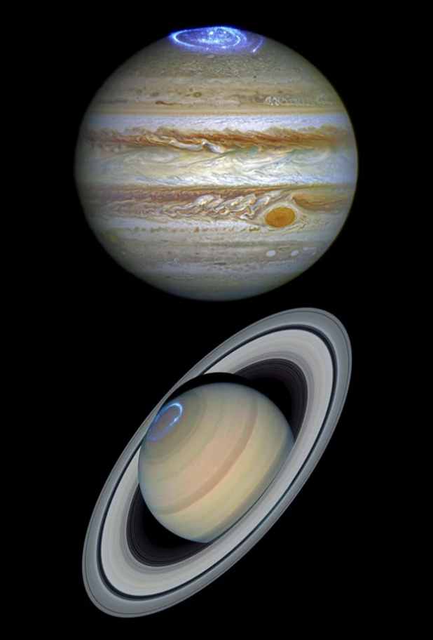 Auroras on other worlds; the northern lights of Jupiter and Saturn.