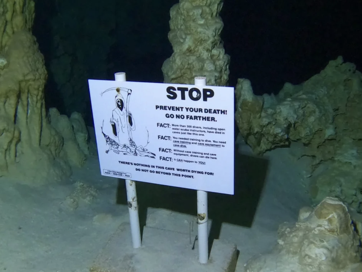 cave diving accidents - Stop Prevent Your Death! Go No Farther. Fact including p Fact Fact Fact An There'S Nothing In This Cave Worth Dying For Do Not Go Beyond This Point