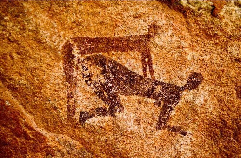 Algerian cave painting of couple having doggy style sex