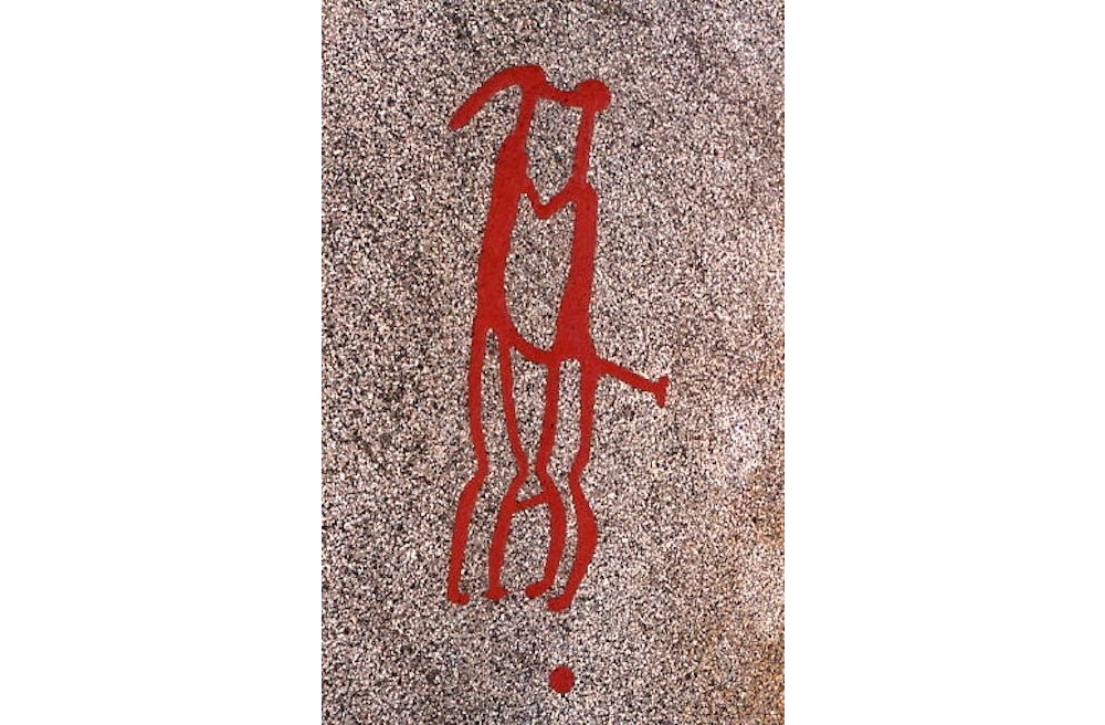 Swedish Bronze Age cave painting of man with erection during make out session