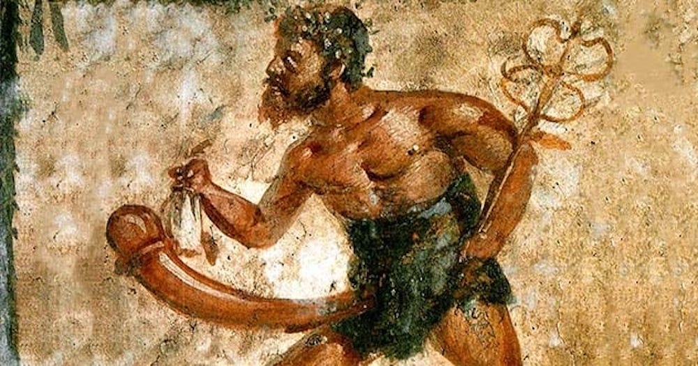 Drawing of Priapus with a massive penis