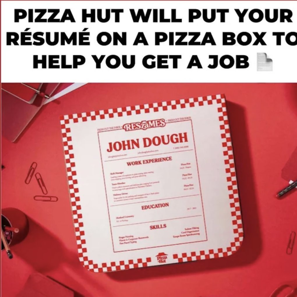 document - Pizza Hut Will Put Your Rsum On A Pizza Box To Help You Get A Job Restames John Dough Work Experience Education Skills