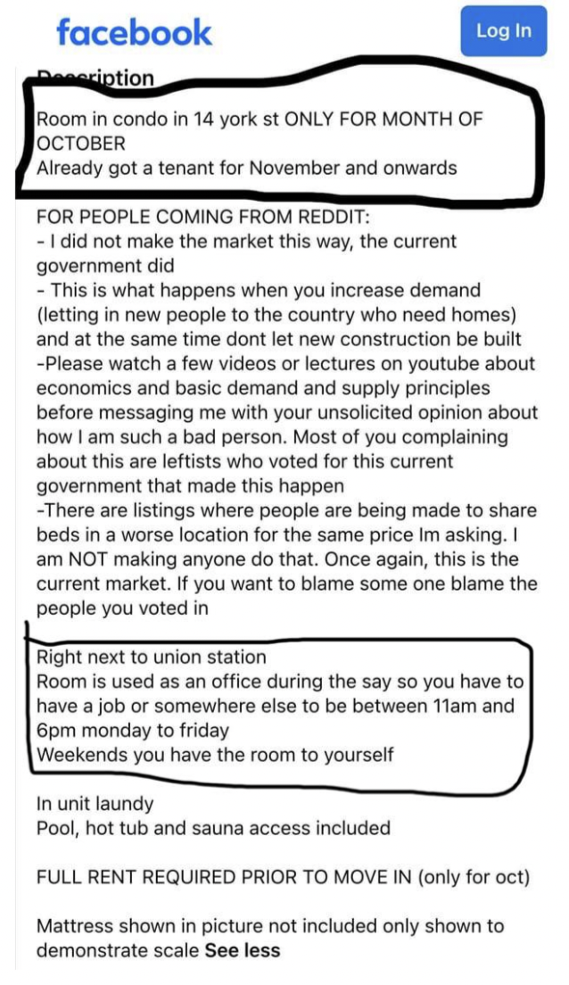 document - facebook ription Log In Room in condo in 14 york st Only For Month Of October Already got a tenant for November and onwards For People Coming From Reddit I did not make the market this way, the current government did This is what happens when y