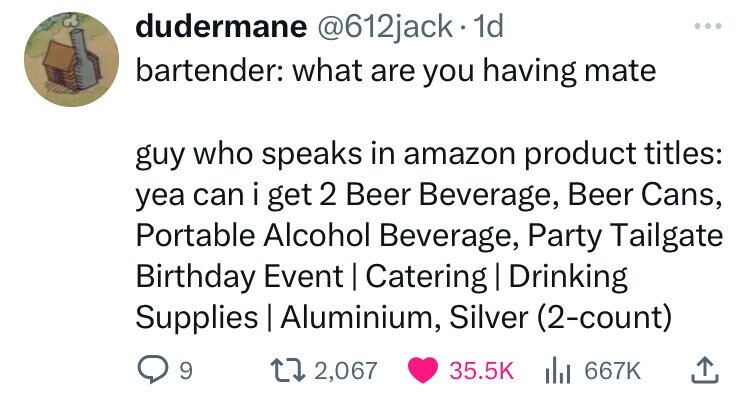 number - dudermane . 1d bartender what are you having mate guy who speaks in amazon product titles yea can i get 2 Beer Beverage, Beer Cans, Portable Alcohol Beverage, Party Tailgate Birthday Event | Catering | Drinking Supplies | Aluminium, Silver 2count