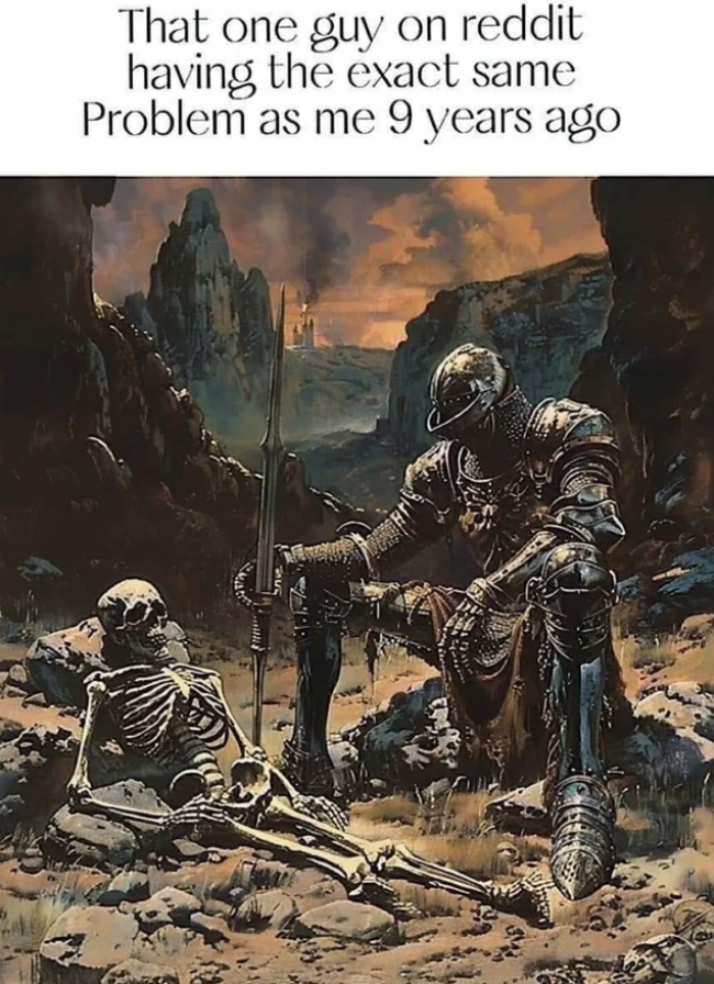 knight and skeleton meme - That one guy on reddit having the exact same Problem as me 9 years ago