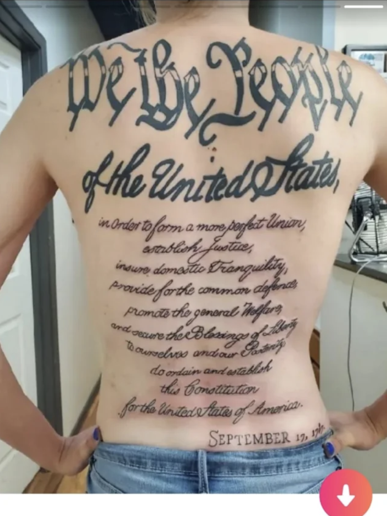 tattoo - we of the United States, in order to form a mom perfect Union, werblich Justice, tranquility insure doncite Provide for the comman defina Promote the general for and are the Blerings of y Dounds andour do andain and wallsh this Constitution for t