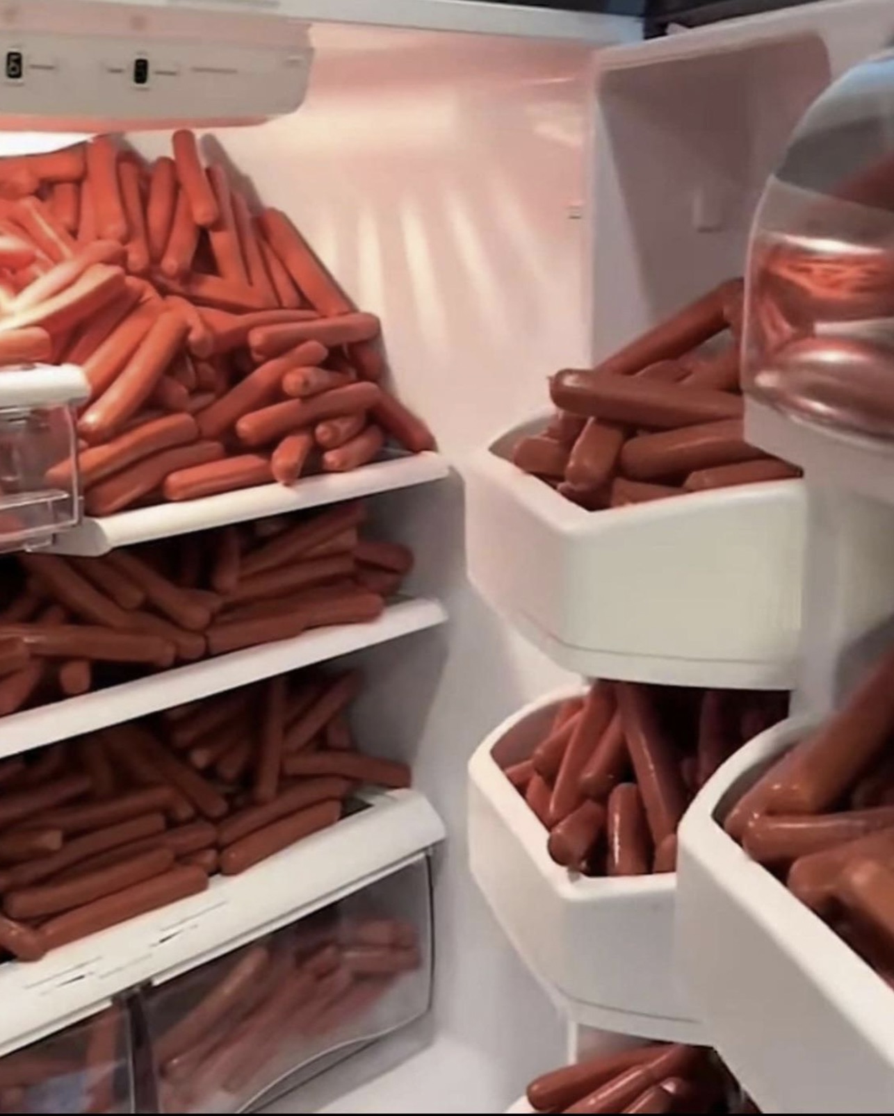 refrigerator full of hot dogs - 6