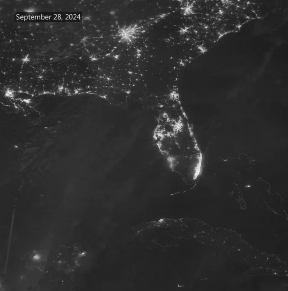 Southeast satellite imagery at night on Friday, 9/28.