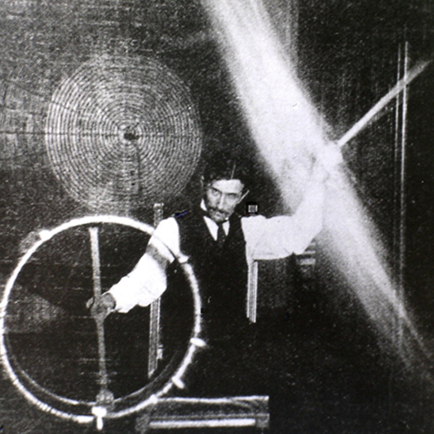 nikola tesla holding electricity