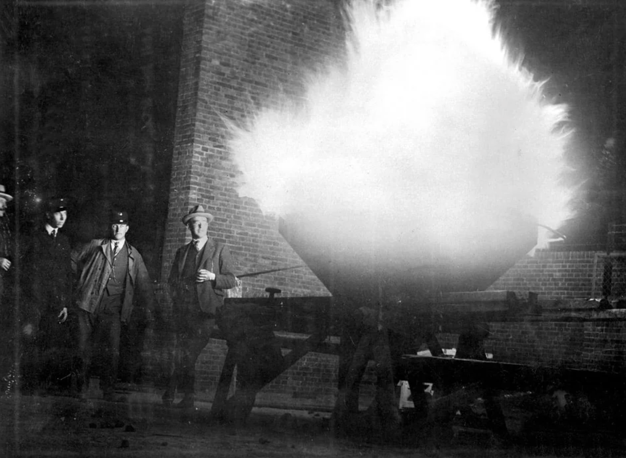 Lighting the Olympic flame for the first time since the ancient Olympic Games. Amsterdam, 28th of July 1928.