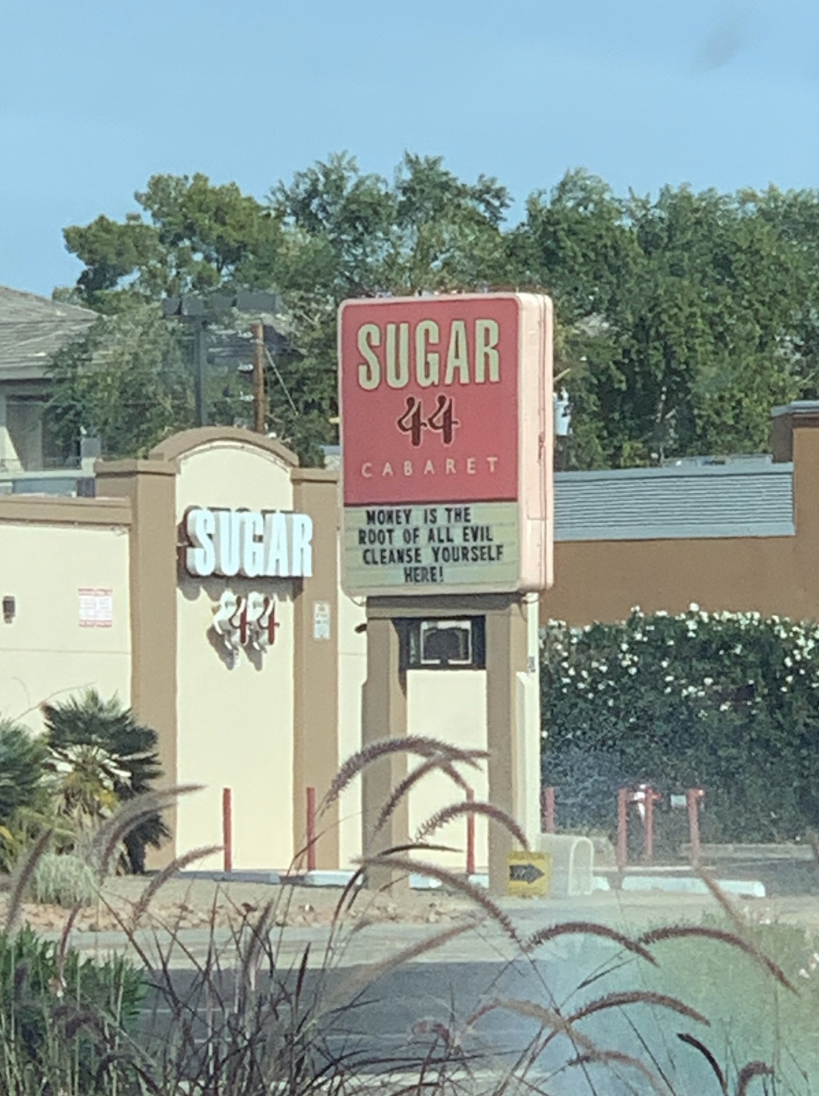 street sign - Sugar Sugar 44 Cabaret Money Is The Root Of All Evil Cleanse Yourself Here!