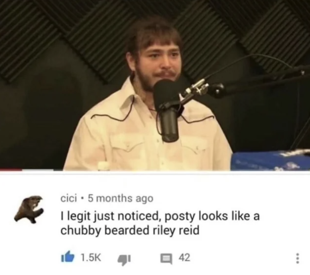 speech - cici 5 months ago I legit just noticed, posty looks a chubby bearded riley reid ,I 42