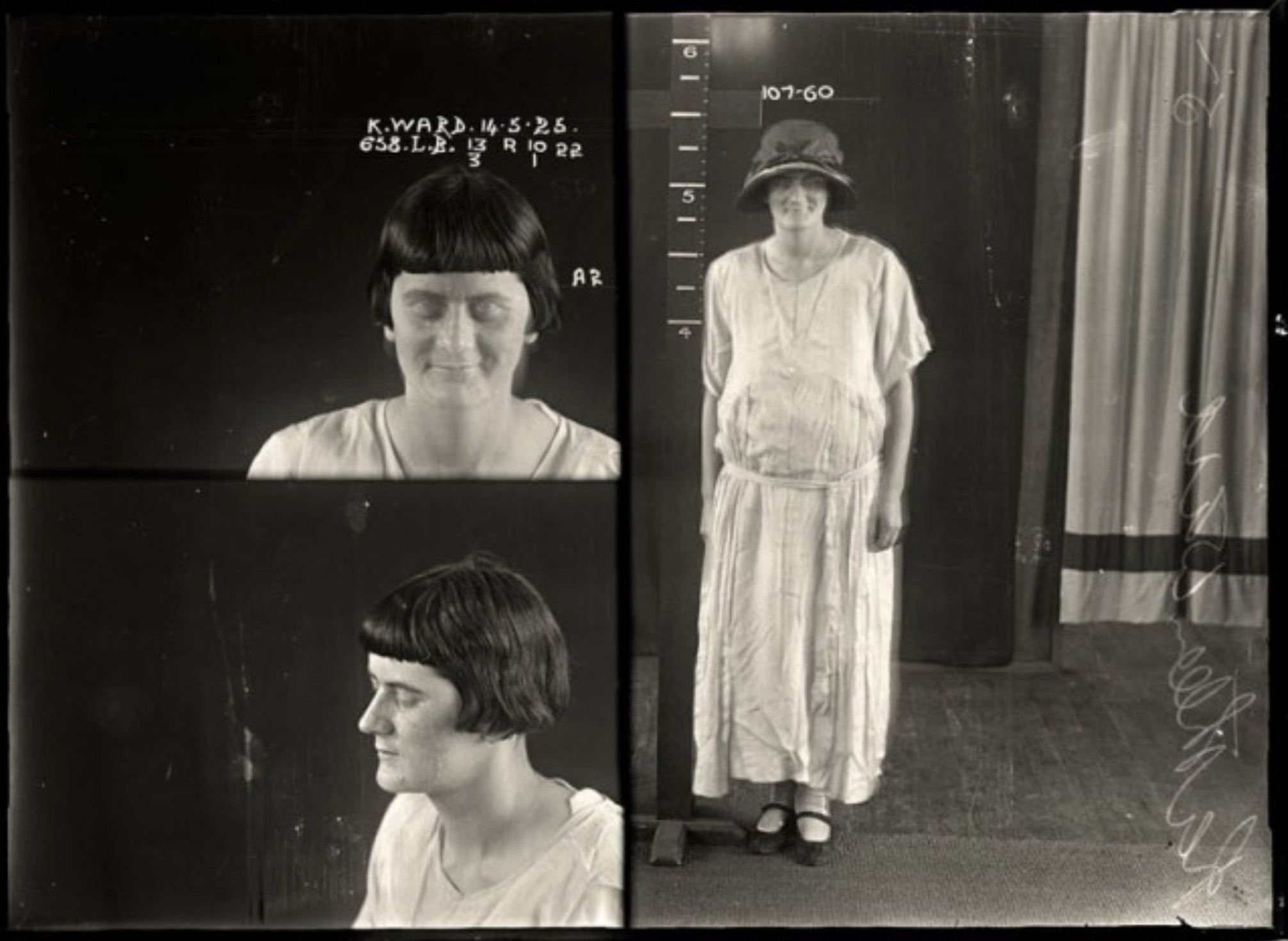 vintage mugshot of women - K.Ward. 14.5.25. 638.L.B. 13 R10 22 3 Sp Ar 1011 10760