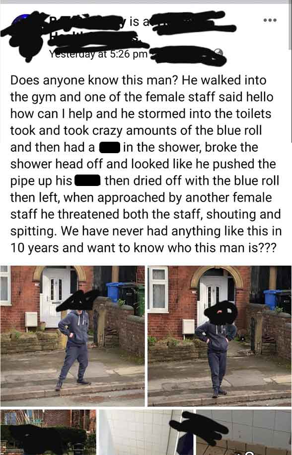 airsoft gun - is a Yesterday at Does anyone know this man? He walked into the gym and one of the female staff said hello how can I help and he stormed into the toilets took and took crazy amounts of the blue roll and then had a in the shower, broke the sh