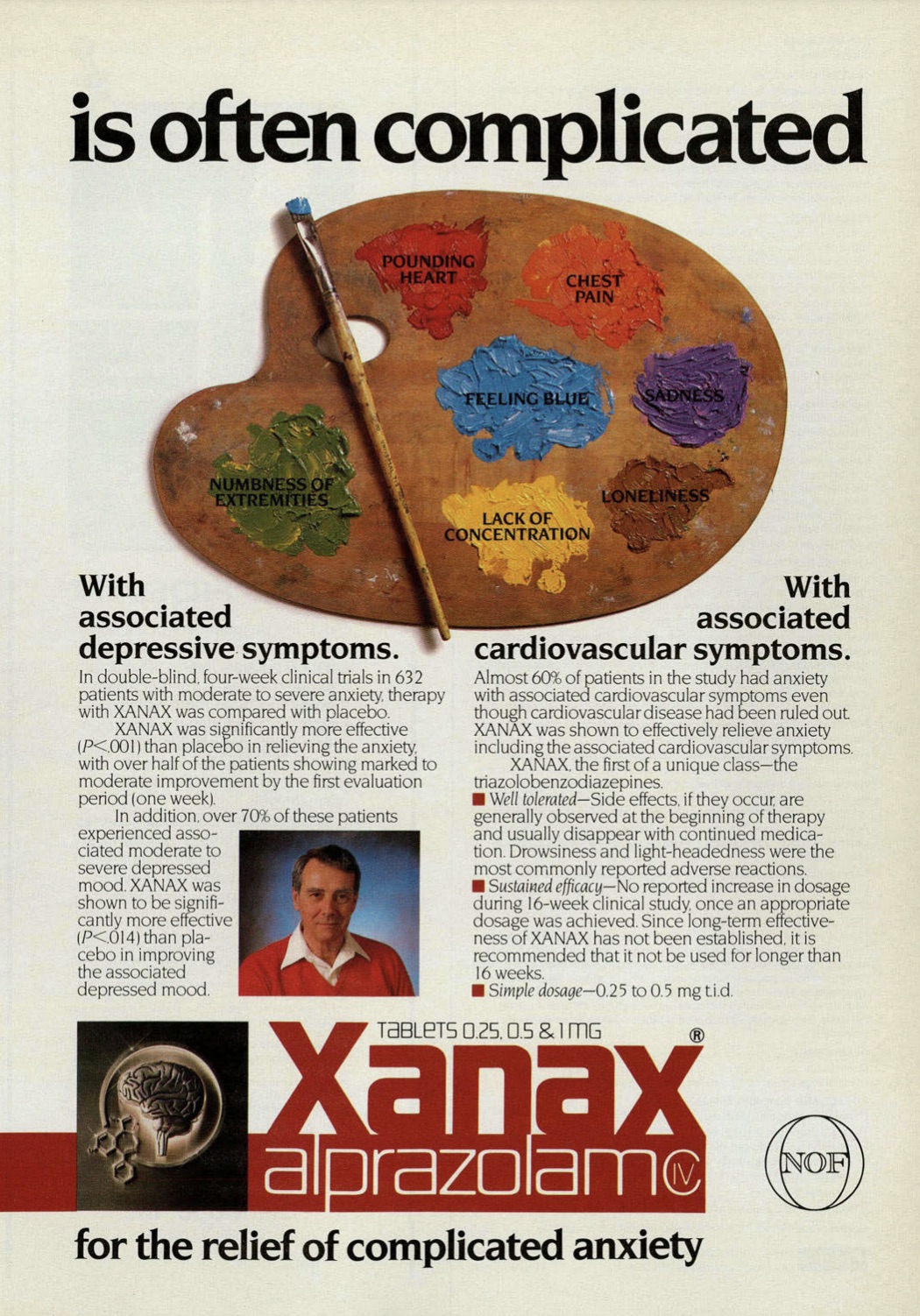 old xanax ads - is often complicated Numbness Of Extremities Pounding Heart Chest Fueling Bluc Lack Of Concentration Lonelines With associated depressive symptoms. In doubleblind fourweek clinical trials in 632 patients with moderate to severe anxiety the