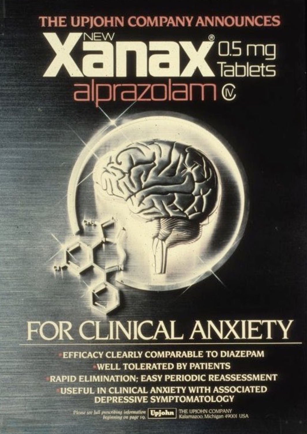 vintage xanax ads - The Upjohn Company Announces Xanax alprazolam 0.5 mg Tablets For Clinical Anxiety Efficacy Clearly Comparable To Diazepam Well Tolerated By Patients Rapid Elimination; Easy Periodic Reassessment Useful In Clinical Anxiety With Associat