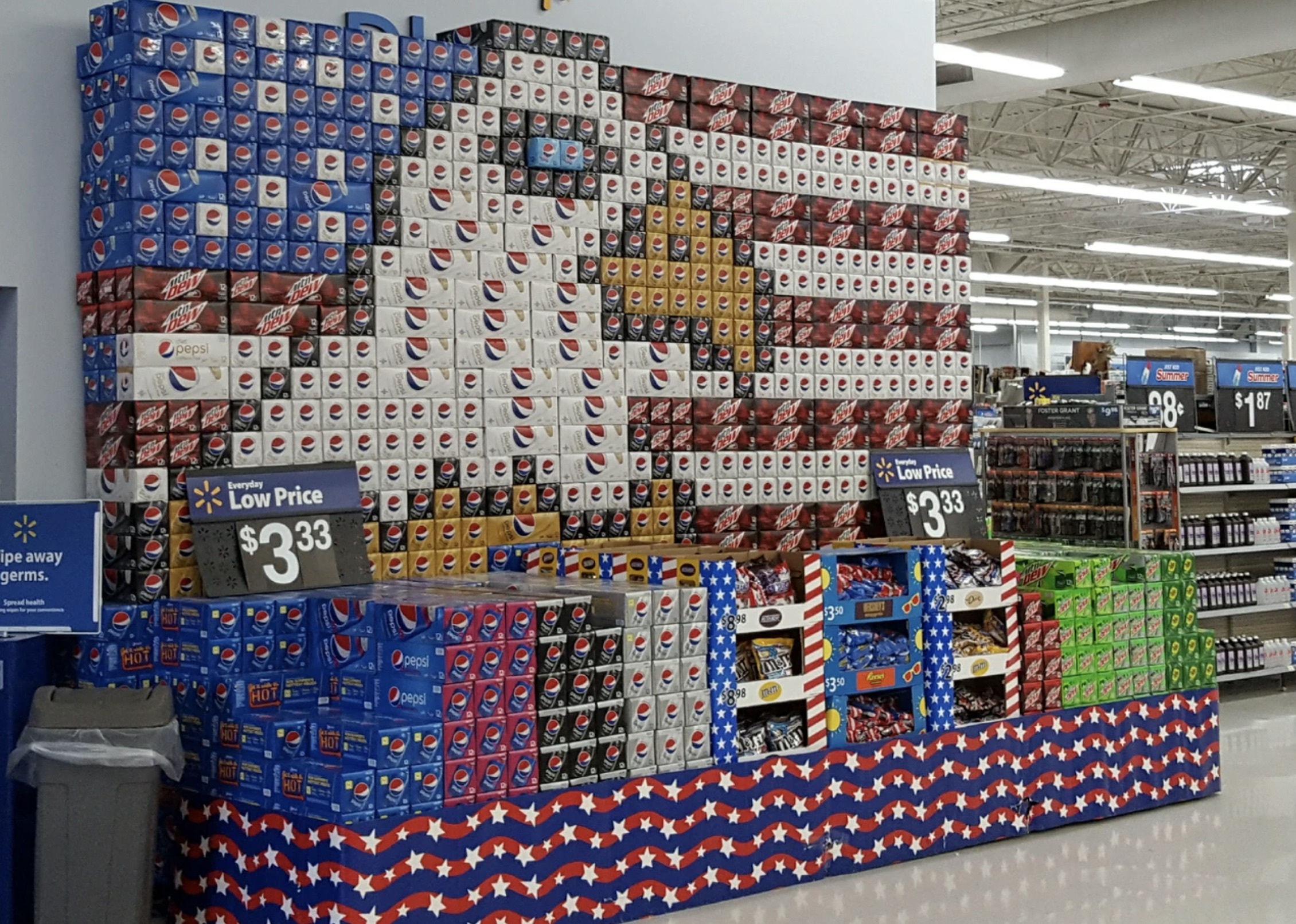 pepsi display in mart - ipe away germs. Low Price $3.33 Low Price