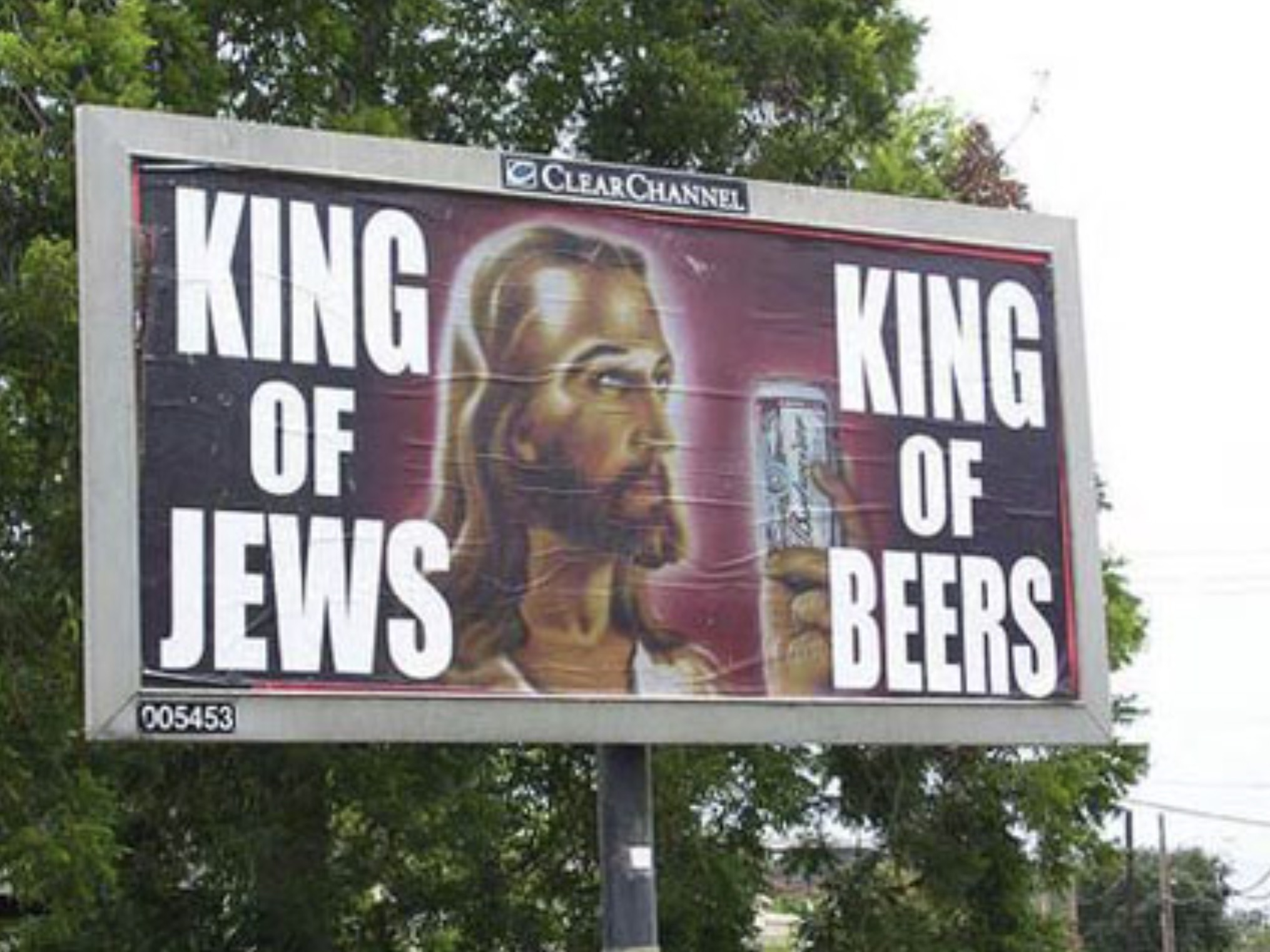 funny billboard sign - King Clear Channel King Of Of Jews Beers 005453