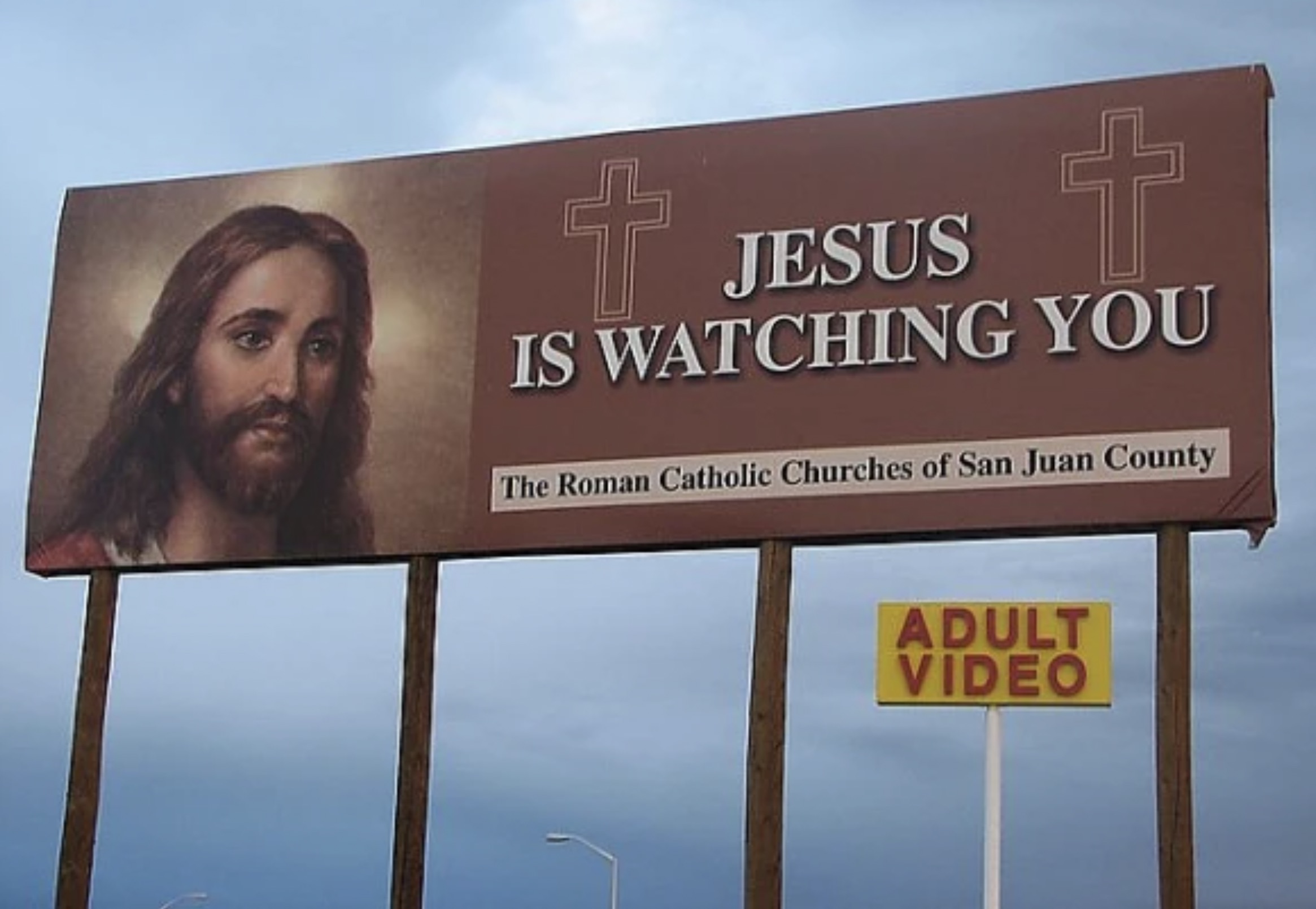 billboard - Jesus Is Watching You The Roman Catholic Churches of San Juan County Adult Video