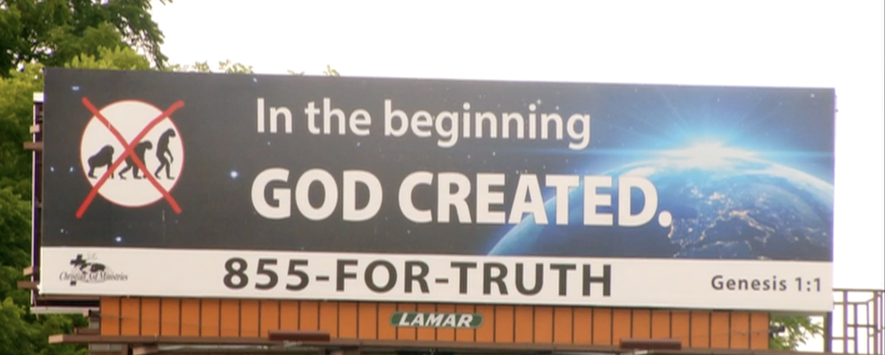 banner - Org Maries In the beginning God Created. 855ForTruth Lamar Genesis