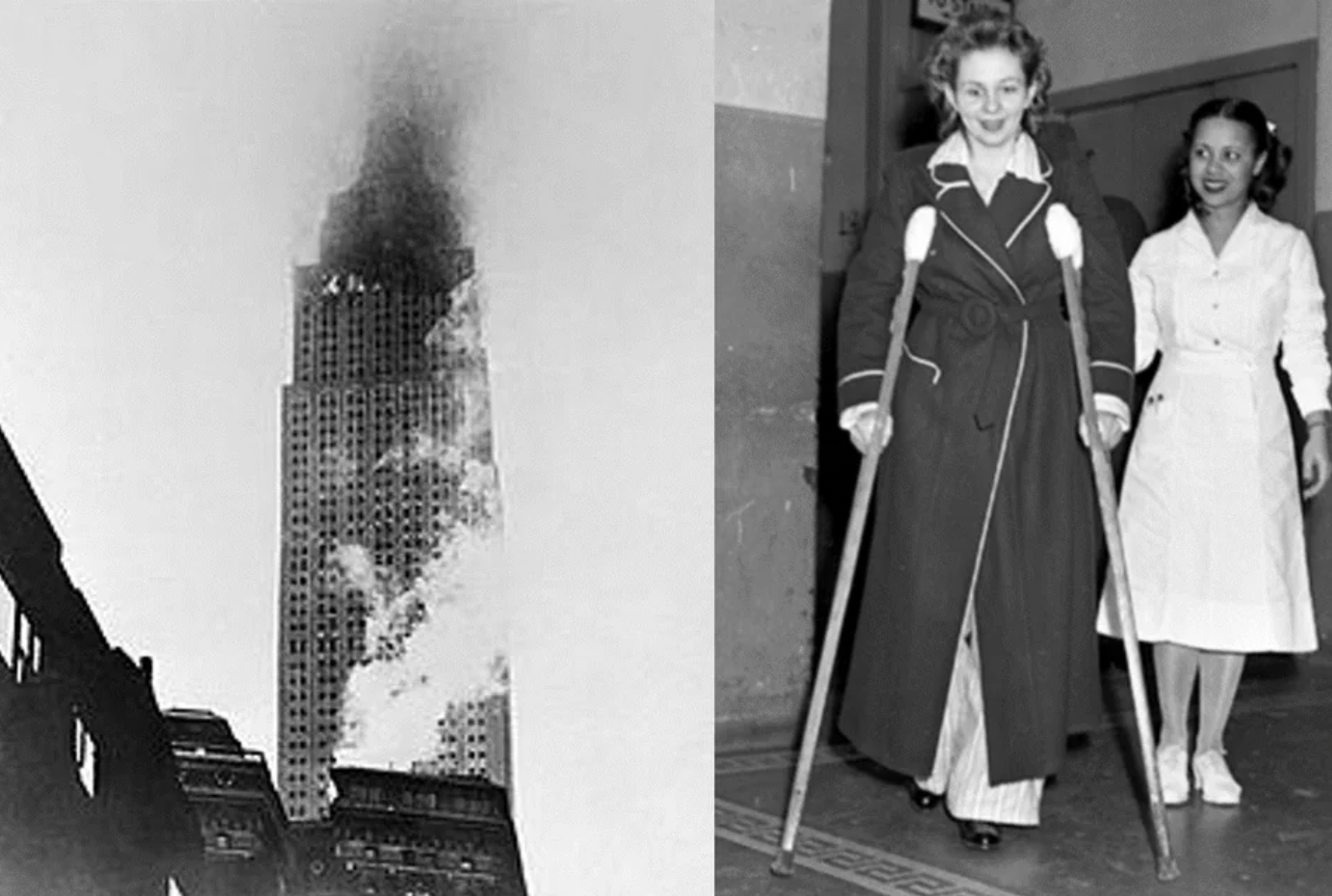 An elevator operator named Betty Oliver was thrown from her elevator in the crash. She was then placed onto a different elevator by emergency services. However, that elevator’s cord had been damaged, and plunged 75 stories. She suffered severe burns, and a broken pelvis, back and neck. It remains the world record for the longest survived elevator fall.