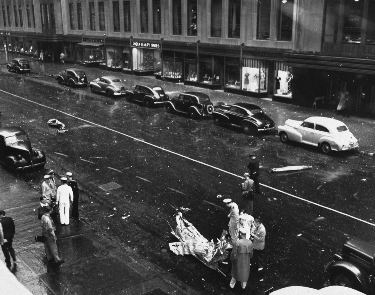 34th street littered with debris, after the accident. 