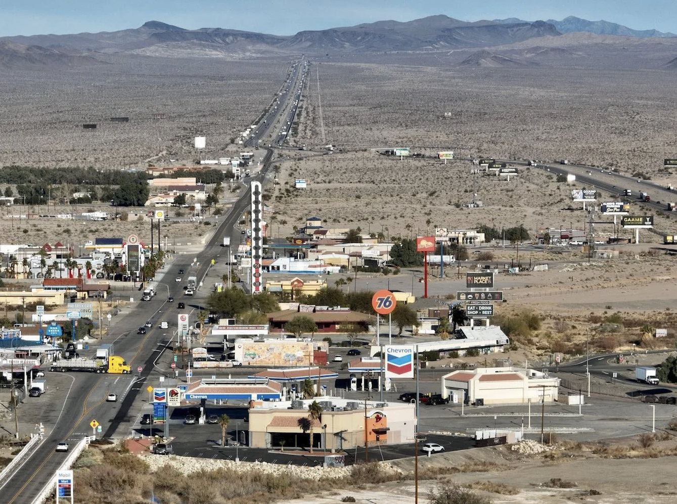 “Stopped to get gas in Baker, California on a road trip. I couldn’t help but think of that quote from true detective, ‘this is like someone’s memory of a town, and that memory is fading.’”